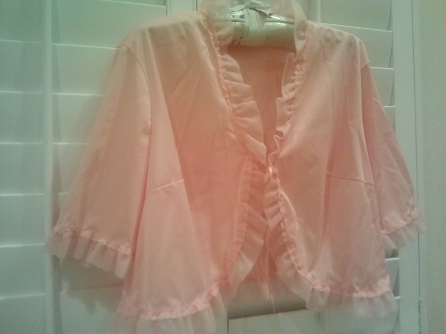 SOLD - SOLD - SOLD -Vanity Fair vintage bed jacket in peachy pink